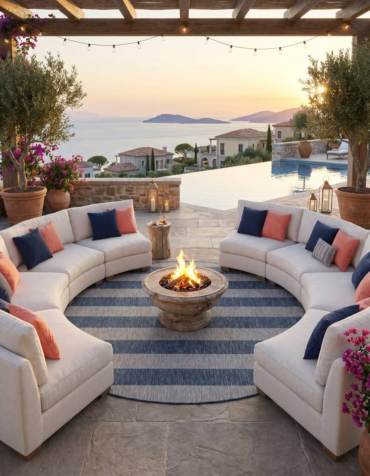 Detail image of 10' x 10' Easy-Clean Ribbon Indoor / Outdoor Round Rug