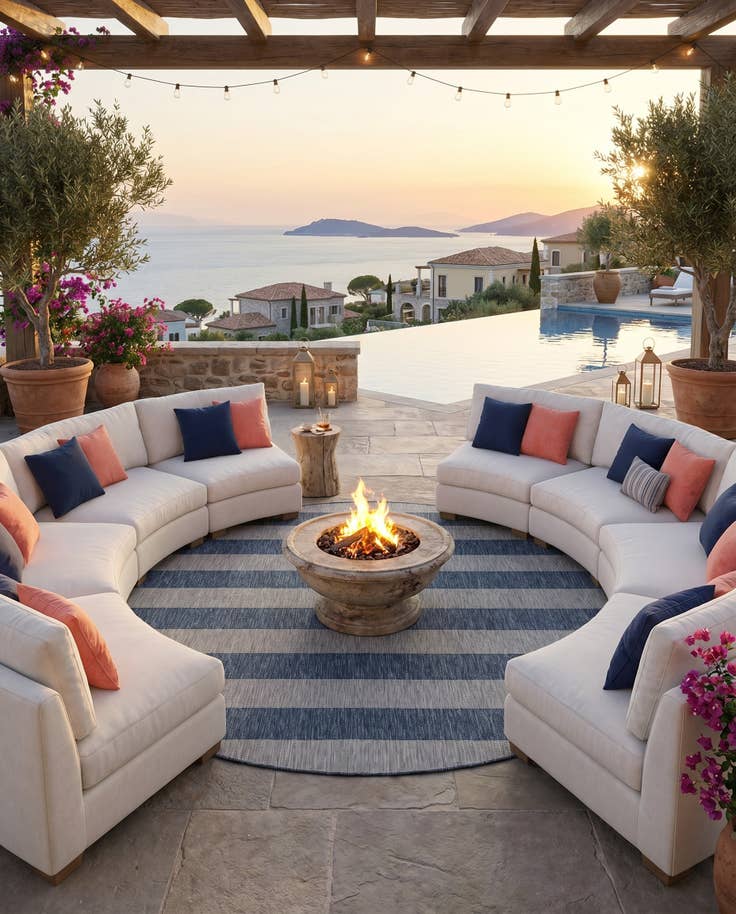 Detail image of 10' x 10' Easy-Clean Ribbon Indoor / Outdoor Round Rug