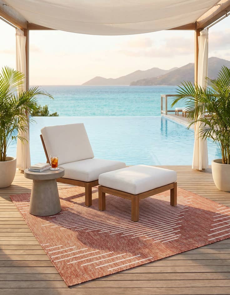 Detail image of 5' 3 x 5' 3 Easy-Clean Modern Indoor / Outdoor Square Rug