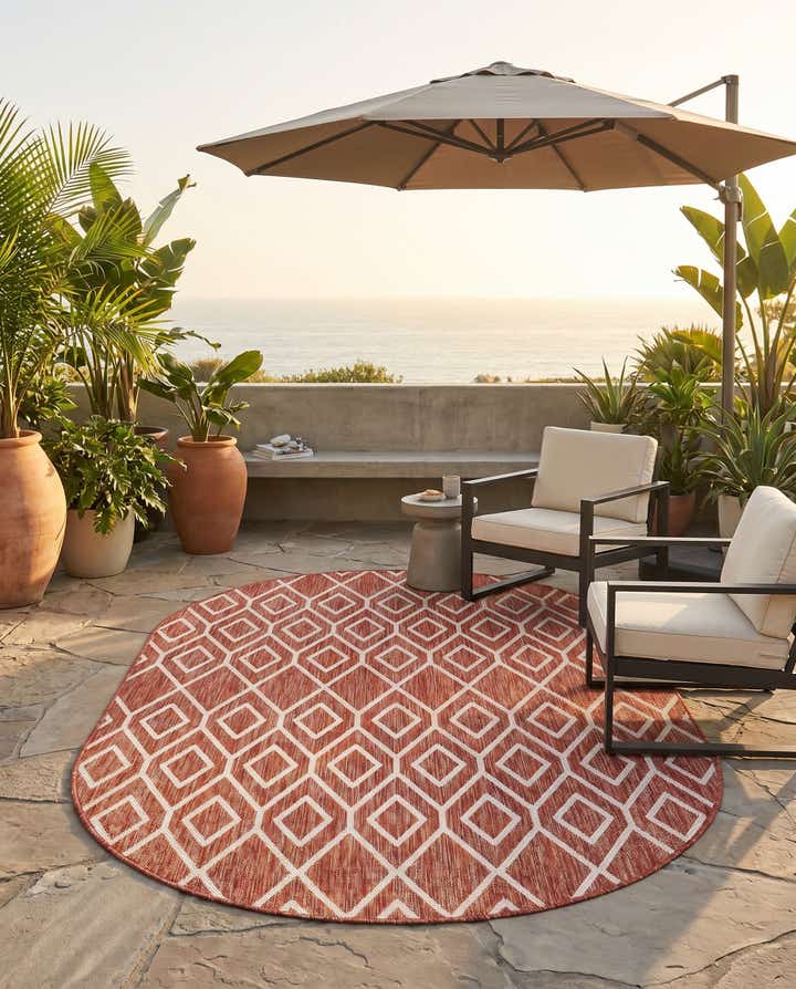 5' 3 x 8' Easy-Clean Jill Zarin Turks and Caicos Indoor / Outdoor Oval Rug