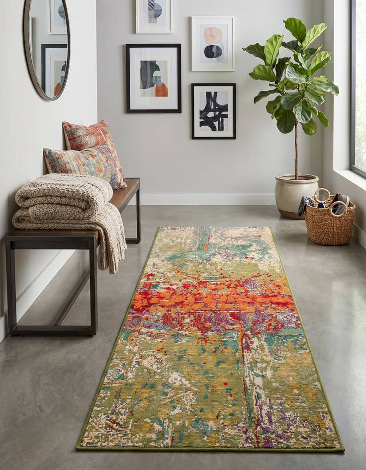 Detail image of 2' x 5' Easy-Clean Modern Indoor / Outdoor Runner Rug