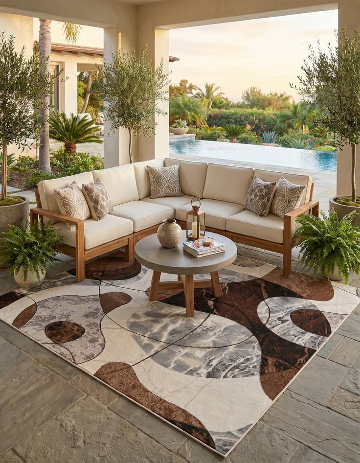 Detail image of 8' x 8' Easy-Clean Modern Indoor / Outdoor Square Rug