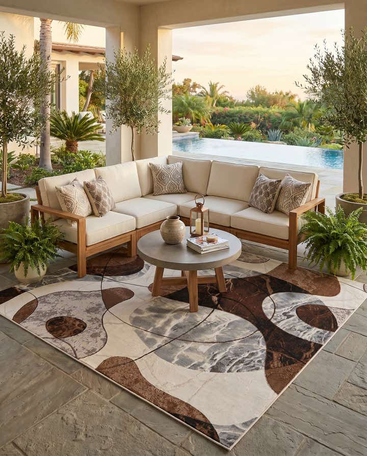 8' x 8' Easy-Clean Modern Indoor / Outdoor Square Rug