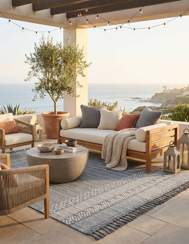 Detail image of 10' x 14' 1 Easy-Clean Eco Bohemian Indoor / Outdoor Rug