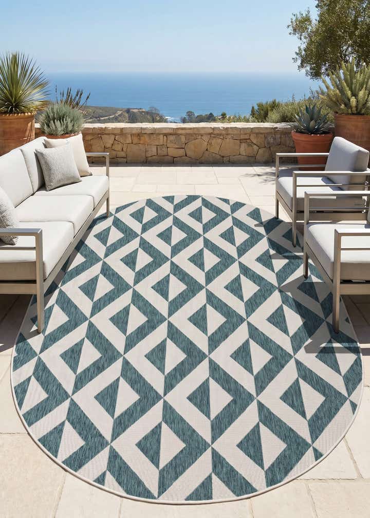 7' 10 x 10' Easy-Clean Jill Zarin Napa Indoor / Outdoor Oval Rug