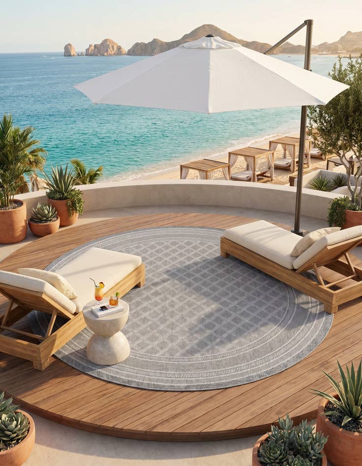 Detail image of 10' x 10' Easy-Clean Lattice Indoor / Outdoor Round Rug