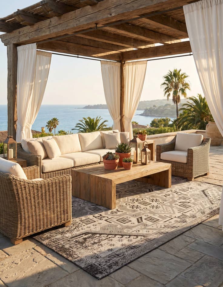 Detail image of 10' x 10' Easy-Clean Aztec Indoor / Outdoor Square Rug