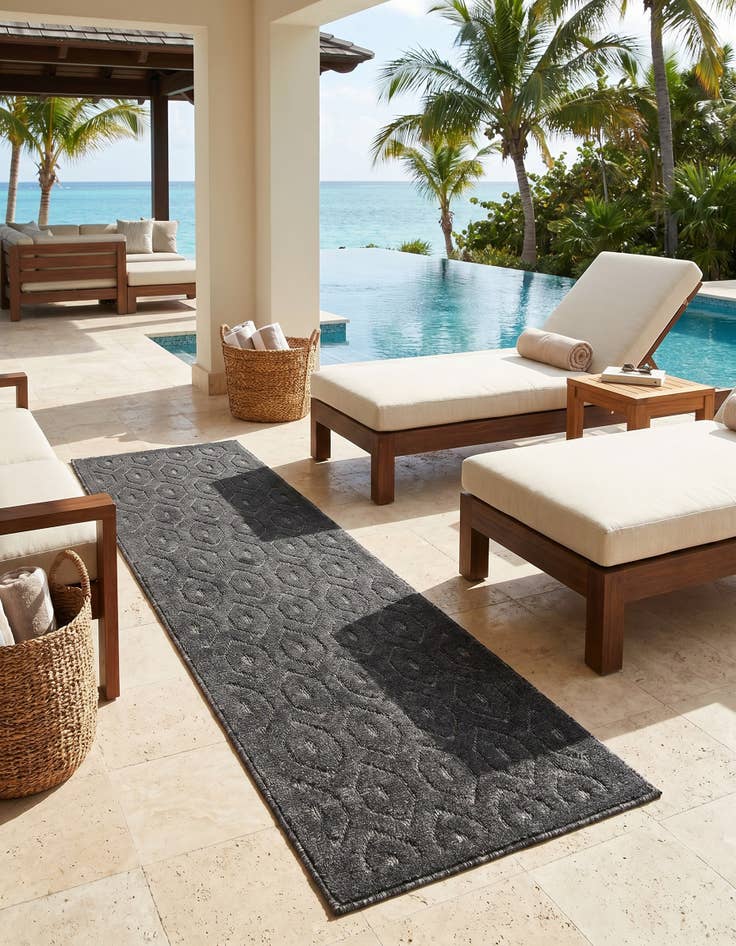 Detail image of 2' x 6' Easy-Clean Trellis Textured Indoor / Outdoor Runner Rug