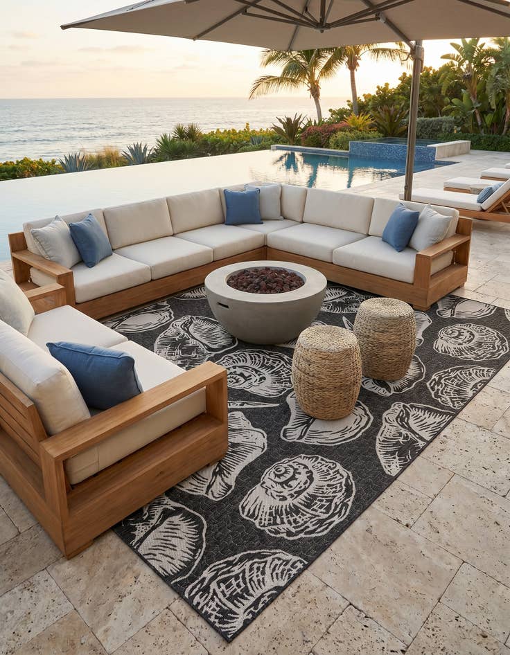 Detail image of 9' x 12' Easy-Clean Coastal Indoor / Outdoor Rug