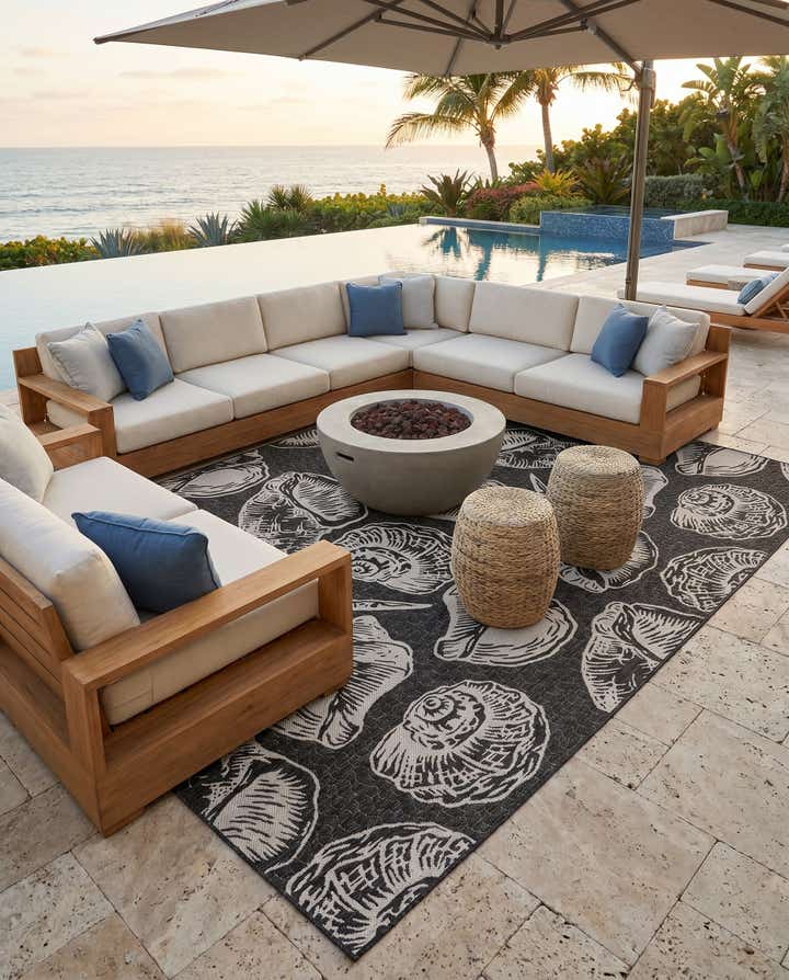 9' x 12' Easy-Clean Coastal Indoor / Outdoor Rug