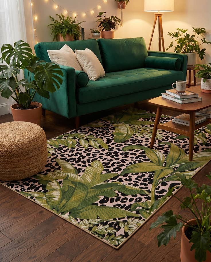 Detail image of 5' 3 x 8' Easy-Clean Botanical Indoor / Outdoor Rug