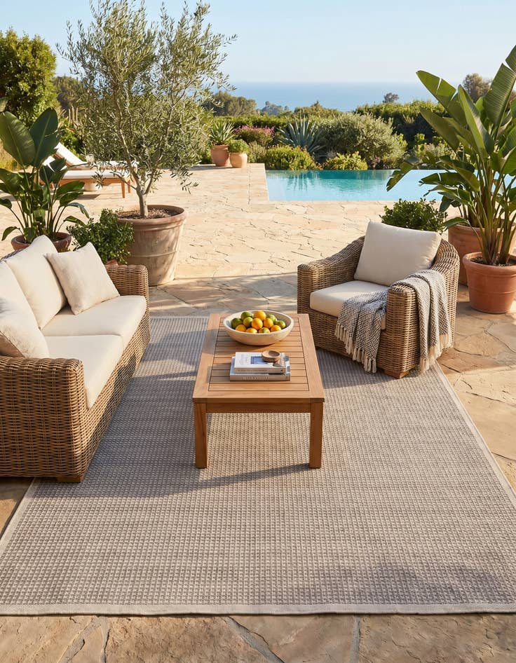 Detail image of 9' x 12' Easy-Clean Border Indoor / Outdoor Rug