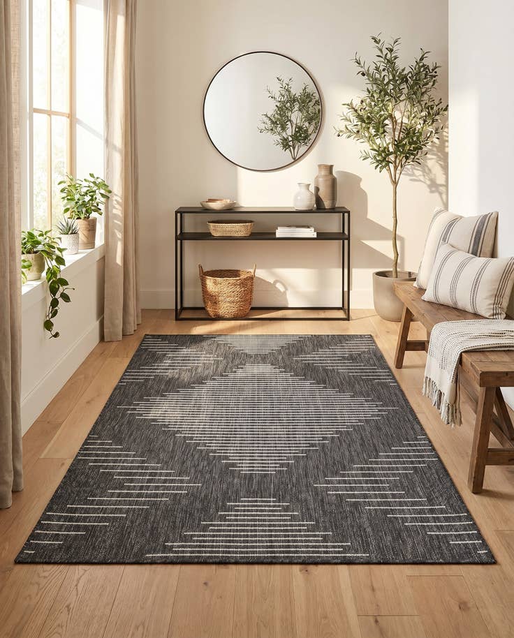 Detail image of 4' x 6' Easy-Clean Modern Indoor / Outdoor Rug