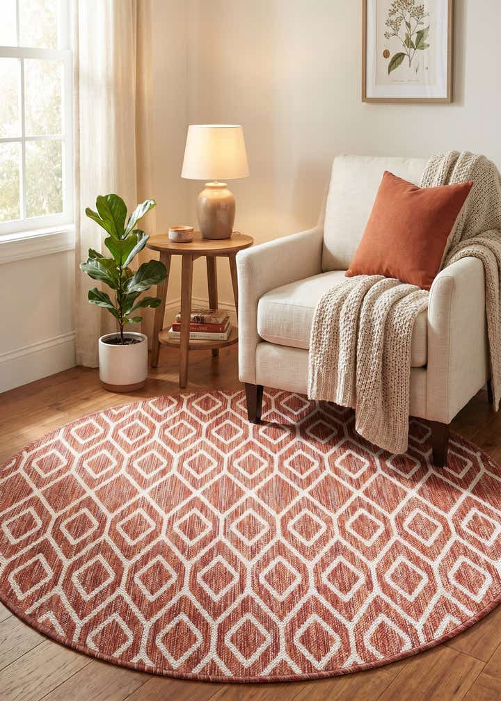 4' x 4' Easy-Clean Jill Zarin Turks and Caicos Indoor / Outdoor Round Rug