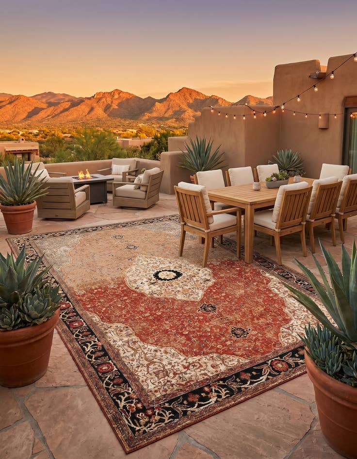 Detail image of 10' x 14' Easy-Clean Traditional Indoor / Outdoor Rug