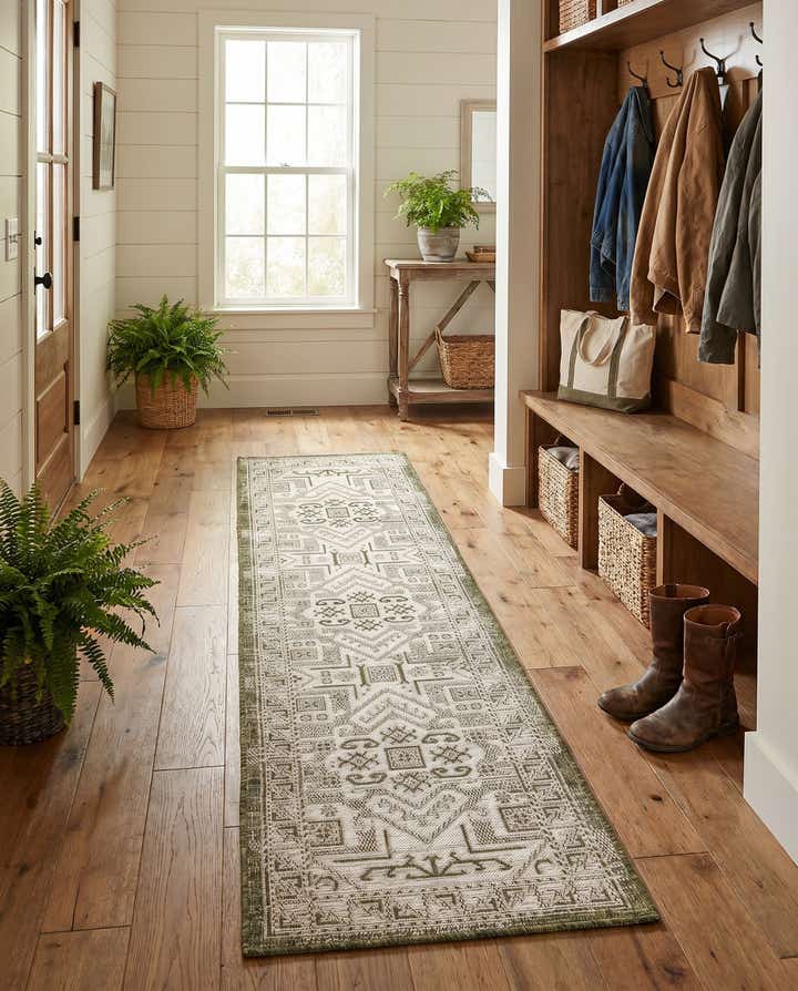 2' x 8' Easy-Clean Aztec Indoor / Outdoor Runner Rug