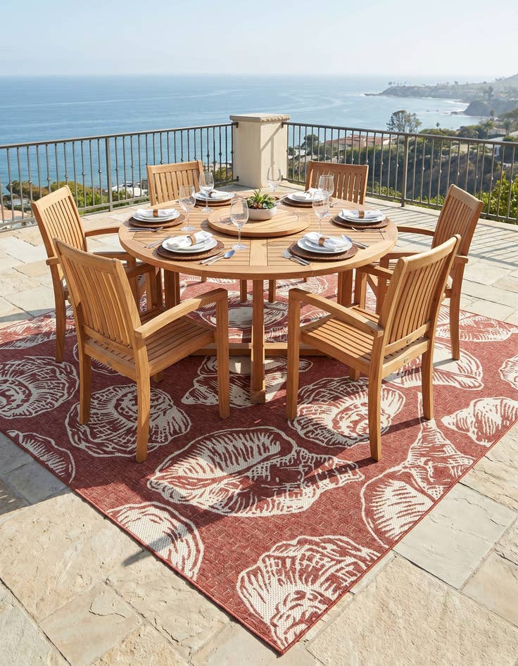 Detail image of 7' 10 x 7' 10 Easy-Clean Coastal Indoor / Outdoor Square Rug