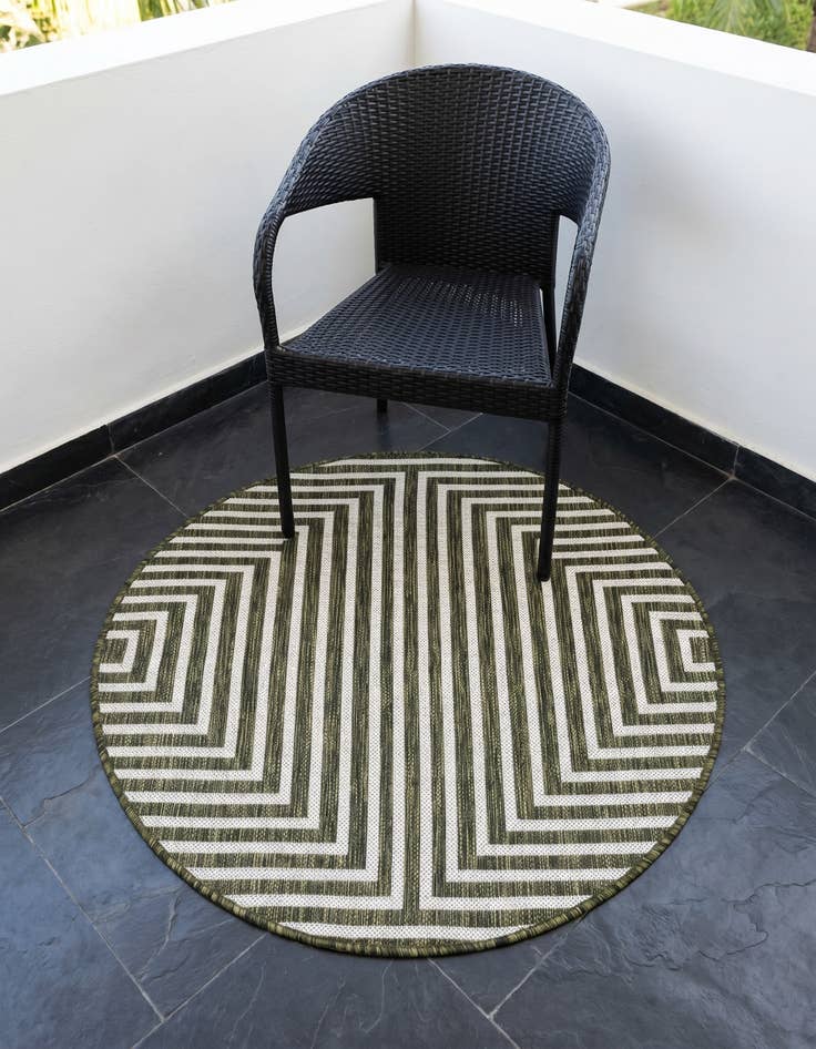Detail image of 3' x 3' Easy-Clean Modern Indoor / Outdoor Round Rug