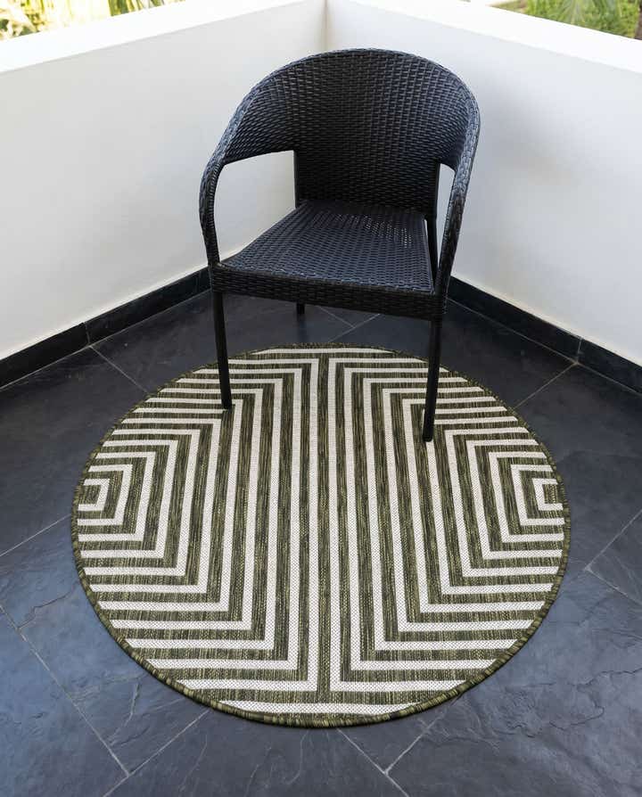 3' x 3' Easy-Clean Modern Indoor / Outdoor Round Rug