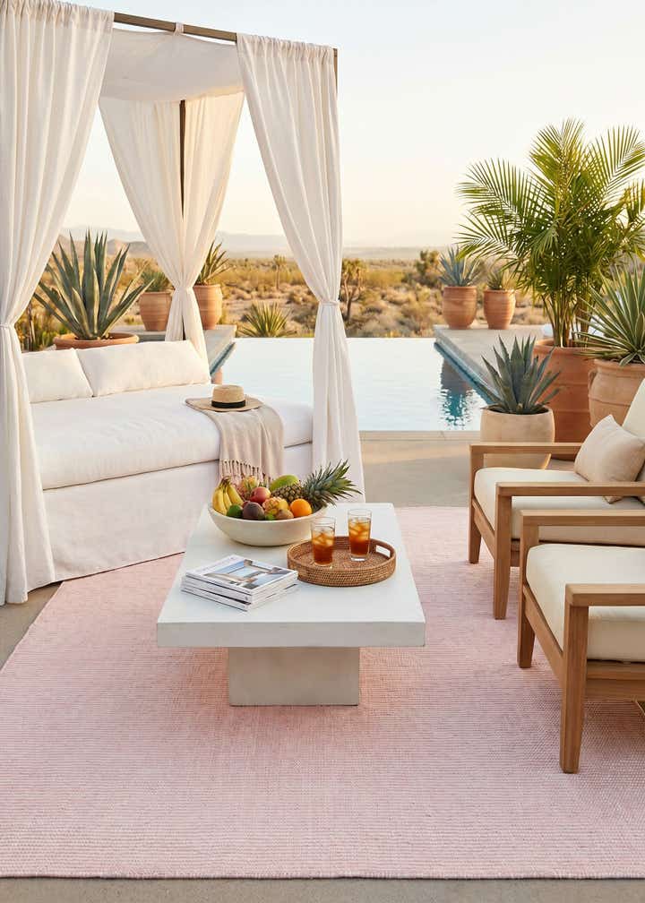 6' 1 x 9' Easy-Clean Jill Zarin Palm Springs Indoor / Outdoor Rug