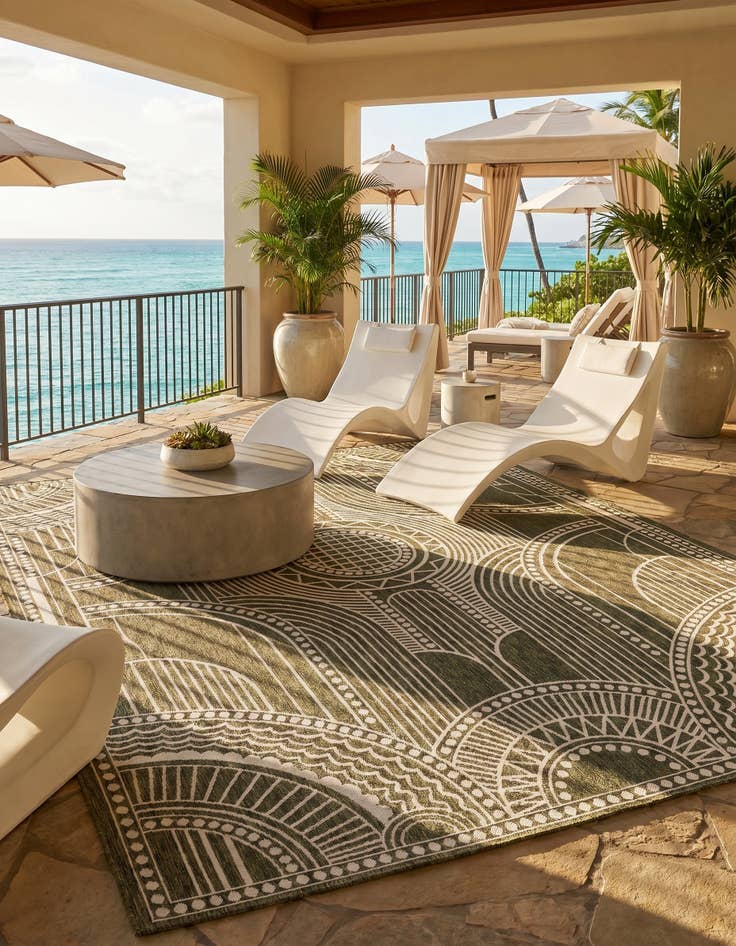 Detail image of 9' x 12' Easy-Clean Traditional Indoor / Outdoor Rug