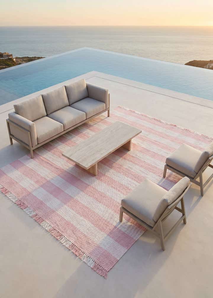 7' 10 x 10' Easy-Clean Eco Plaid Washable Indoor / Outdoor Rug