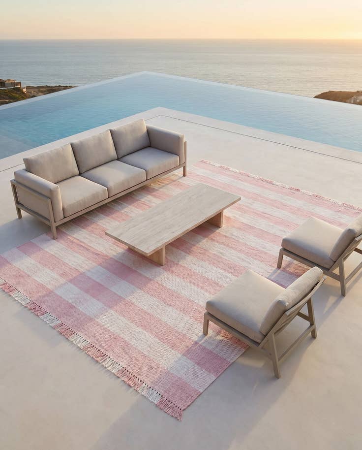 Detail image of 7' 10 x 10' Easy-Clean Eco Plaid Washable Indoor / Outdoor Rug