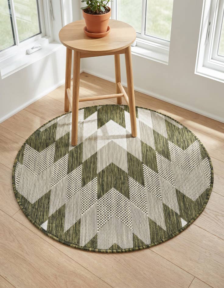 Detail image of 3' x 3' Easy-Clean Modern Indoor / Outdoor Round Rug