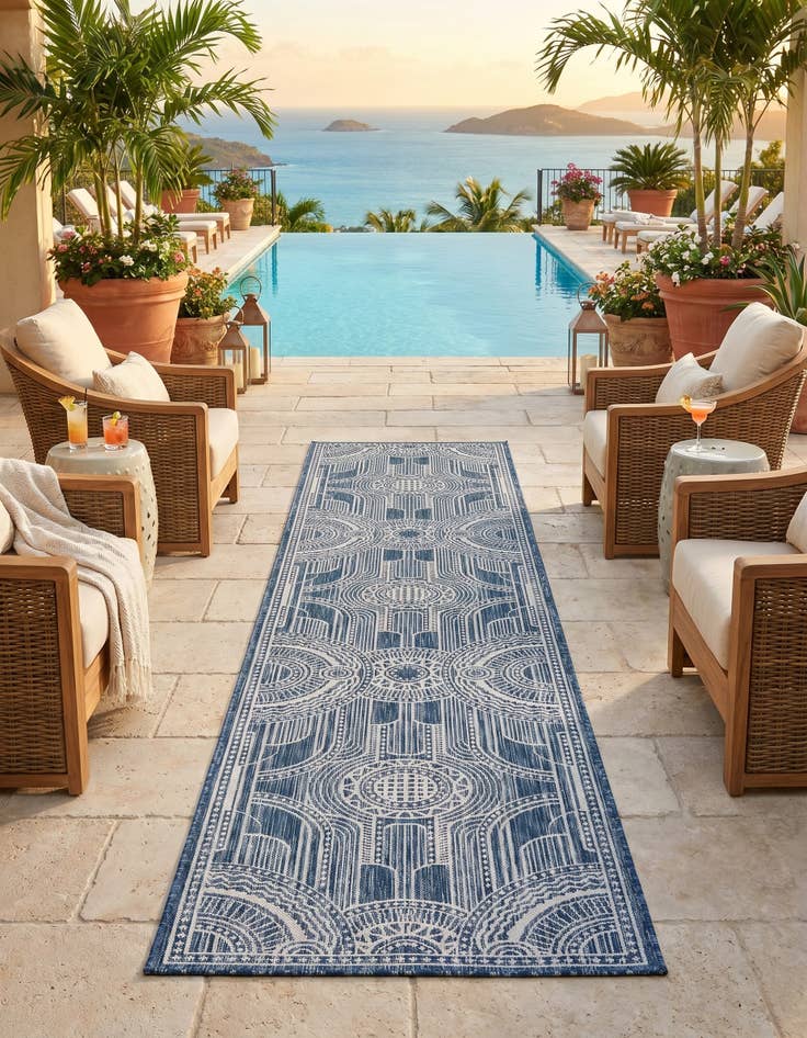 Detail image of 2' 7 x 12' Easy-Clean Traditional Indoor / Outdoor Runner Rug