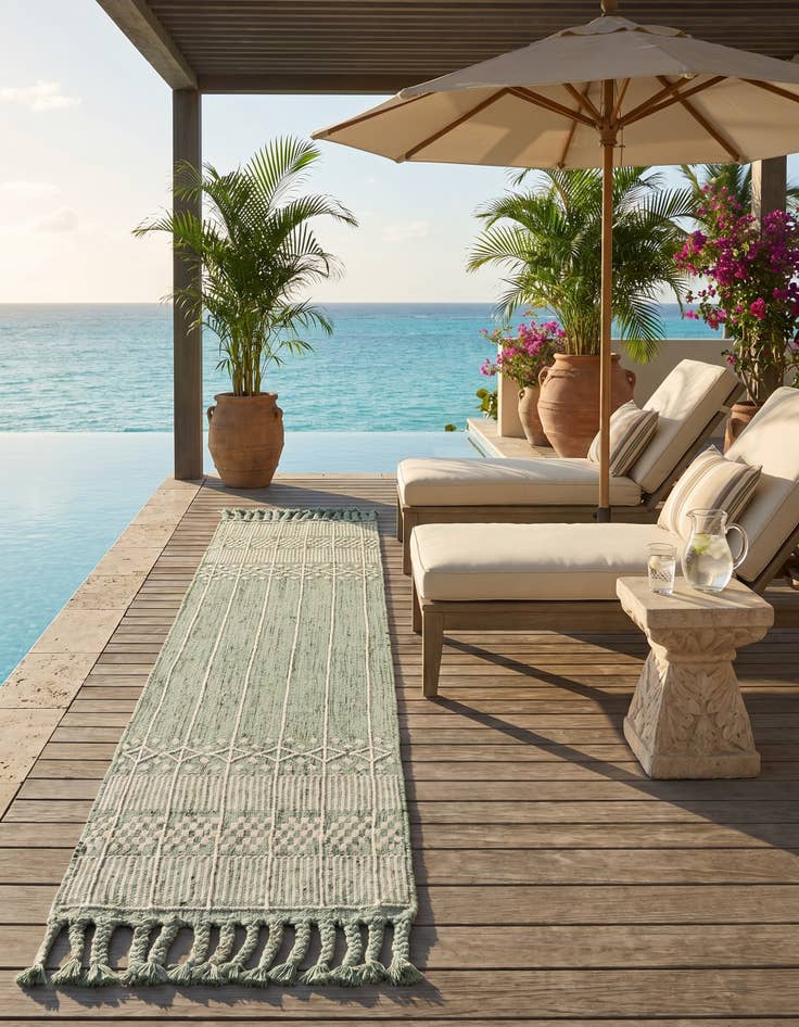 Detail image of 2' 2 x 8' 2 Easy-Clean Eco Bohemian Indoor / Outdoor Runner Rug