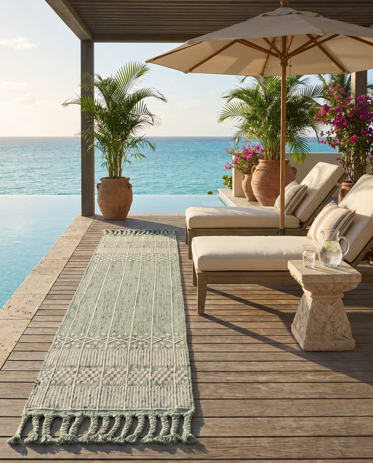 Detail image of 2' 2 x 8' 2 Easy-Clean Eco Bohemian Indoor / Outdoor Runner Rug