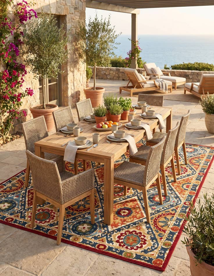 Detail image of 7' 10 x 10' Easy-Clean Modern Indoor / Outdoor Rug