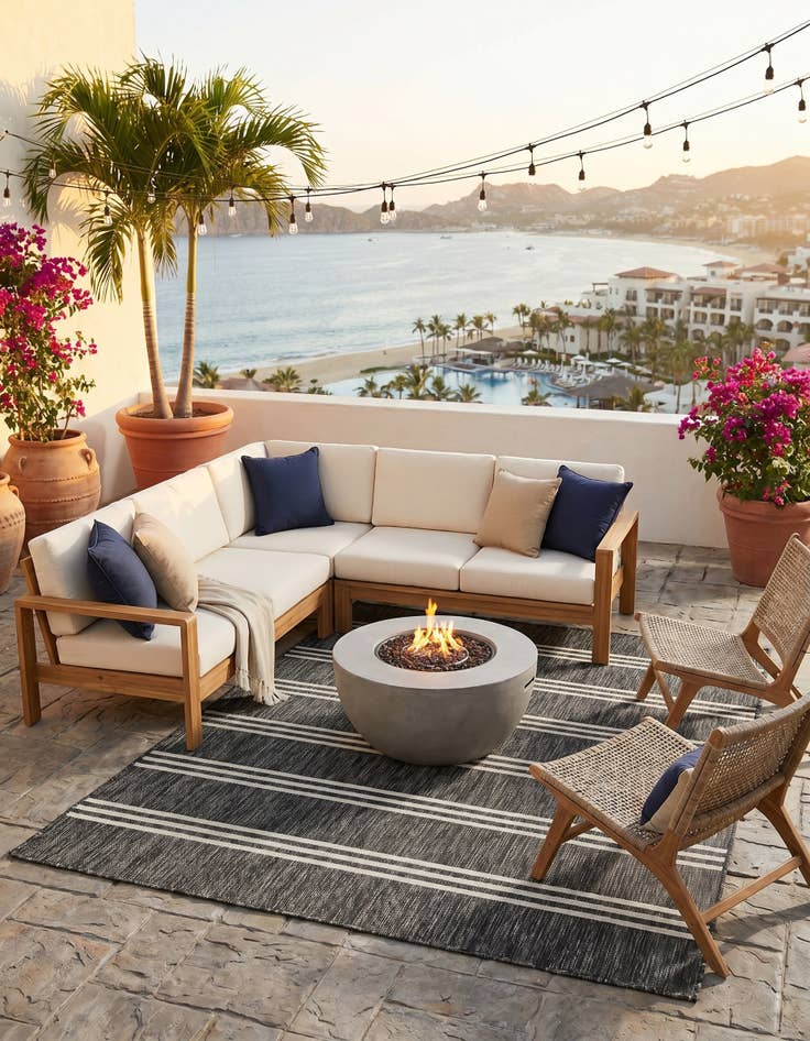 Detail image of 5' 3 x 8' Easy-Clean Jill Zarin Anguilla Indoor / Outdoor Rug