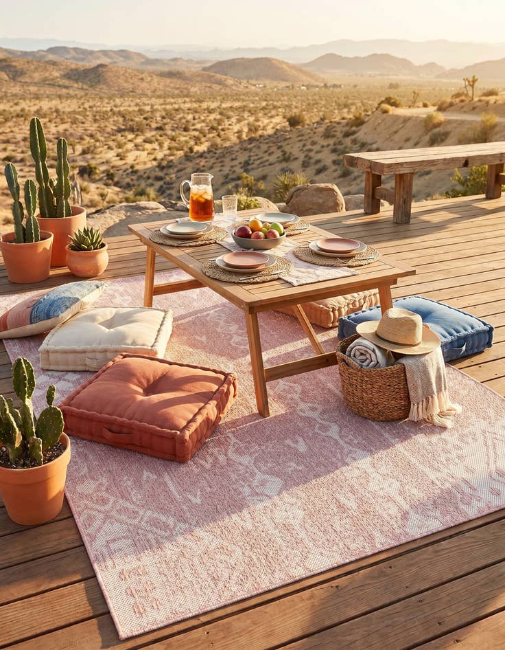 Detail image of 4' x 6' Easy-Clean Bohemian Indoor / Outdoor Rug