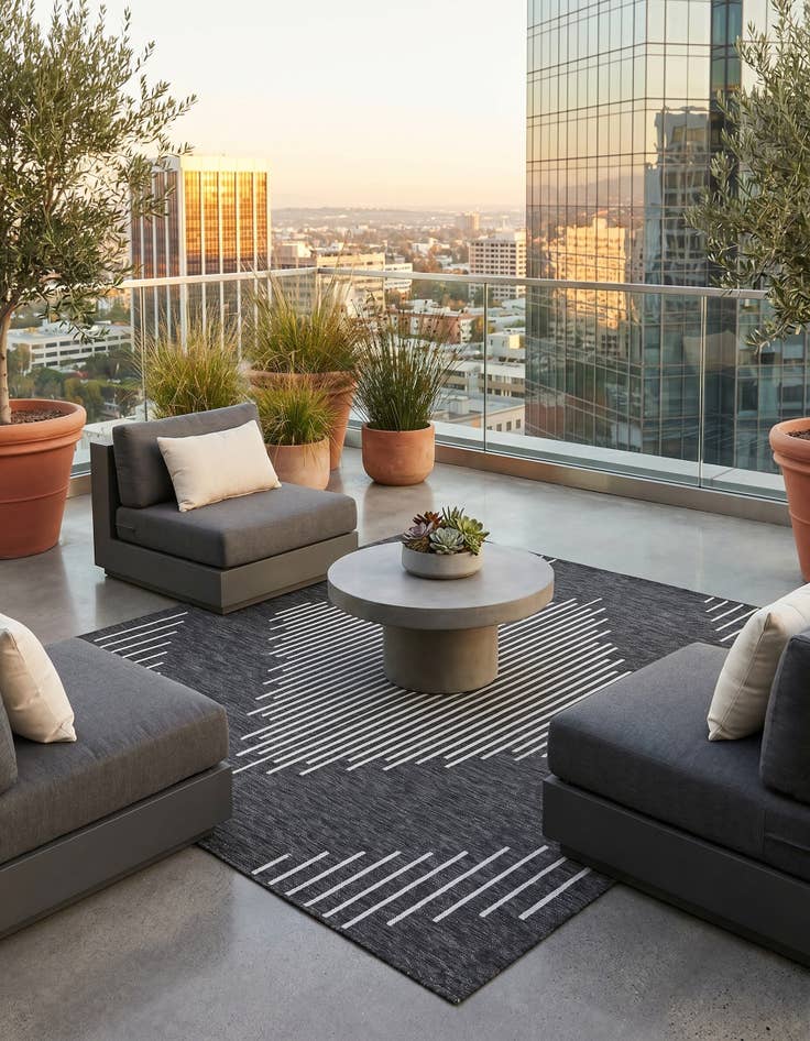 Detail image of 7' x 7' Easy-Clean Modern Indoor / Outdoor Square Rug