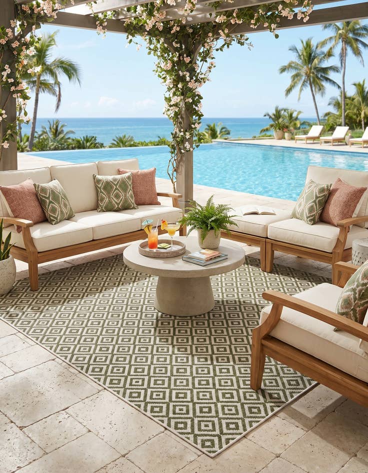 Detail image of 7' 10 x 7' 10 Easy-Clean Jill Zarin Costa Rica Indoor / Outdoor Square Rug