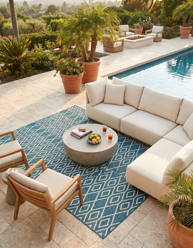 Detail image of 7' 10 x 10' Easy-Clean Jill Zarin Turks and Caicos Indoor / Outdoor Rug