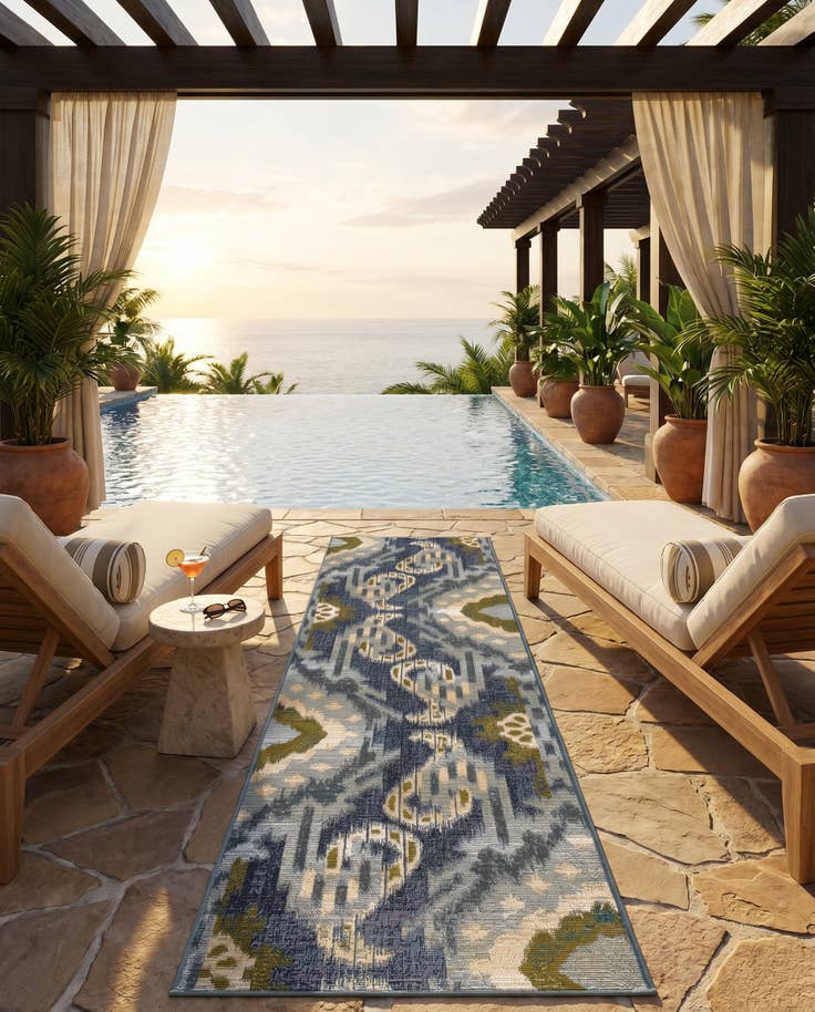 Detail image of 2' x 6' Easy-Clean Modern Indoor / Outdoor Runner Rug