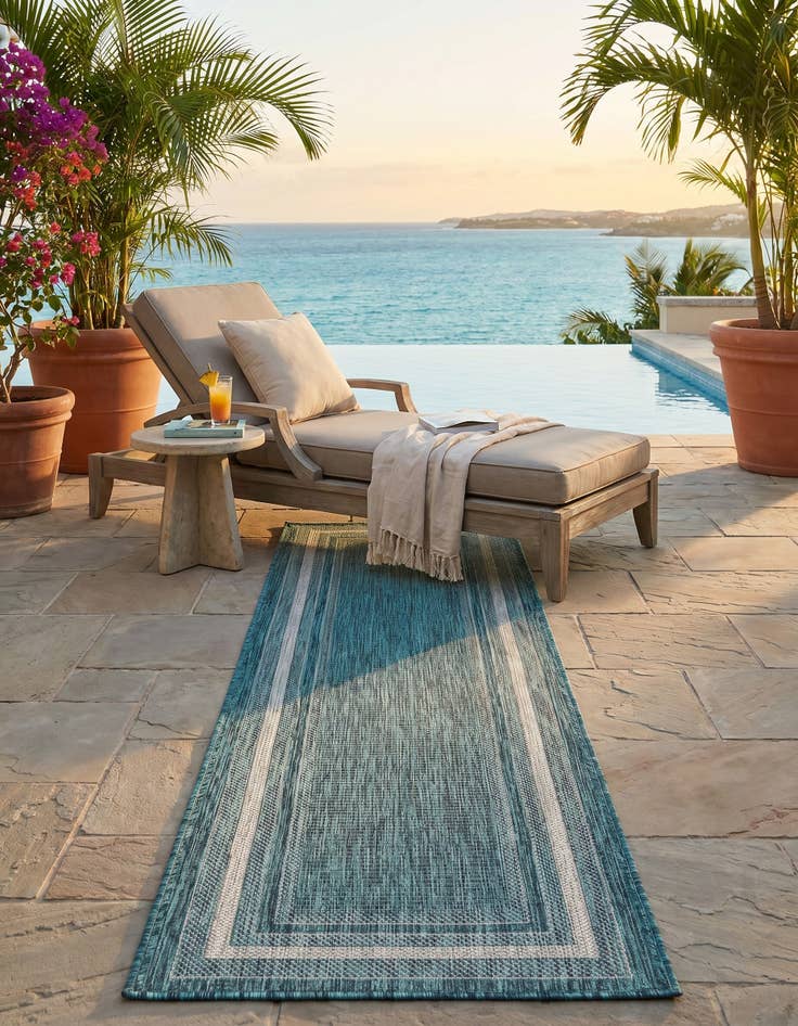 Detail image of 2' x 8' Easy-Clean Border Indoor / Outdoor Runner Rug