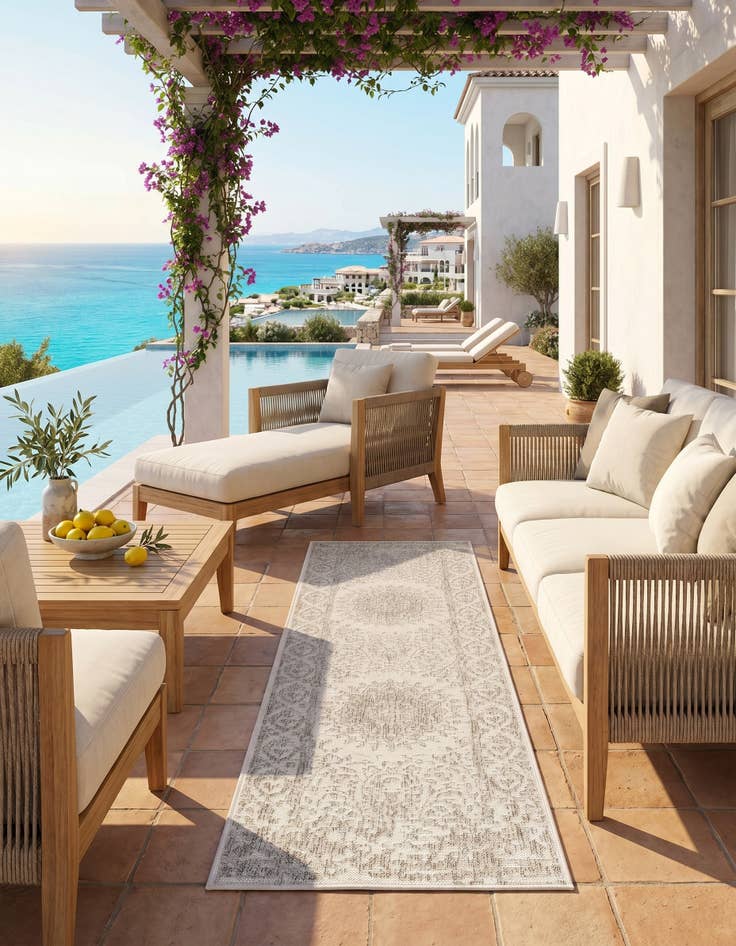 Detail image of 2' x 6' Easy-Clean Traditional Indoor / Outdoor Runner Rug