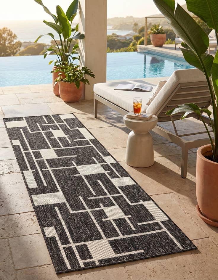 Detail image of 2' x 5' 3 Easy-Clean Modern Indoor / Outdoor Runner Rug