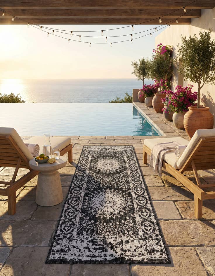 Detail image of 2' x 5' 3 Easy-Clean Traditional Indoor / Outdoor Runner Rug