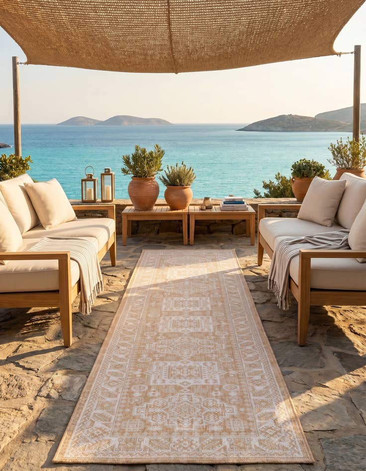 Detail image of 2' 7 x 12' Easy-Clean Aztec Indoor / Outdoor Runner Rug