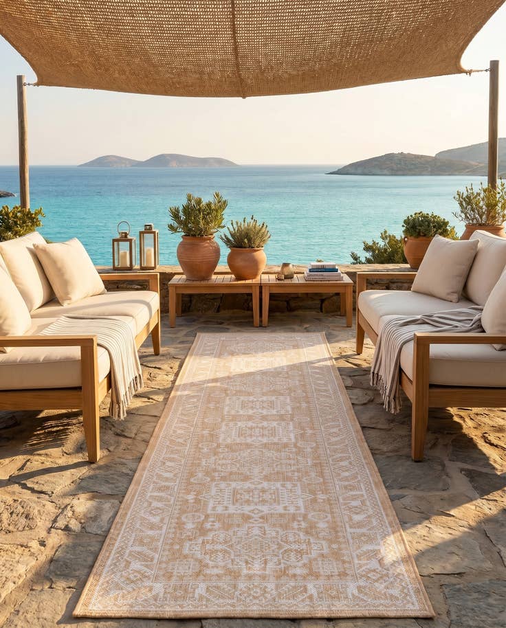 Detail image of 2' 7 x 12' Easy-Clean Aztec Indoor / Outdoor Runner Rug