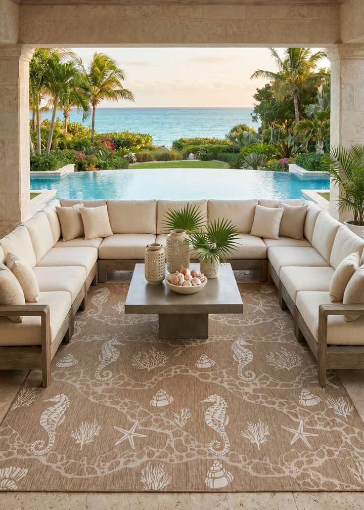 13' x 13' Easy-Clean Coastal Indoor / Outdoor Square Rug