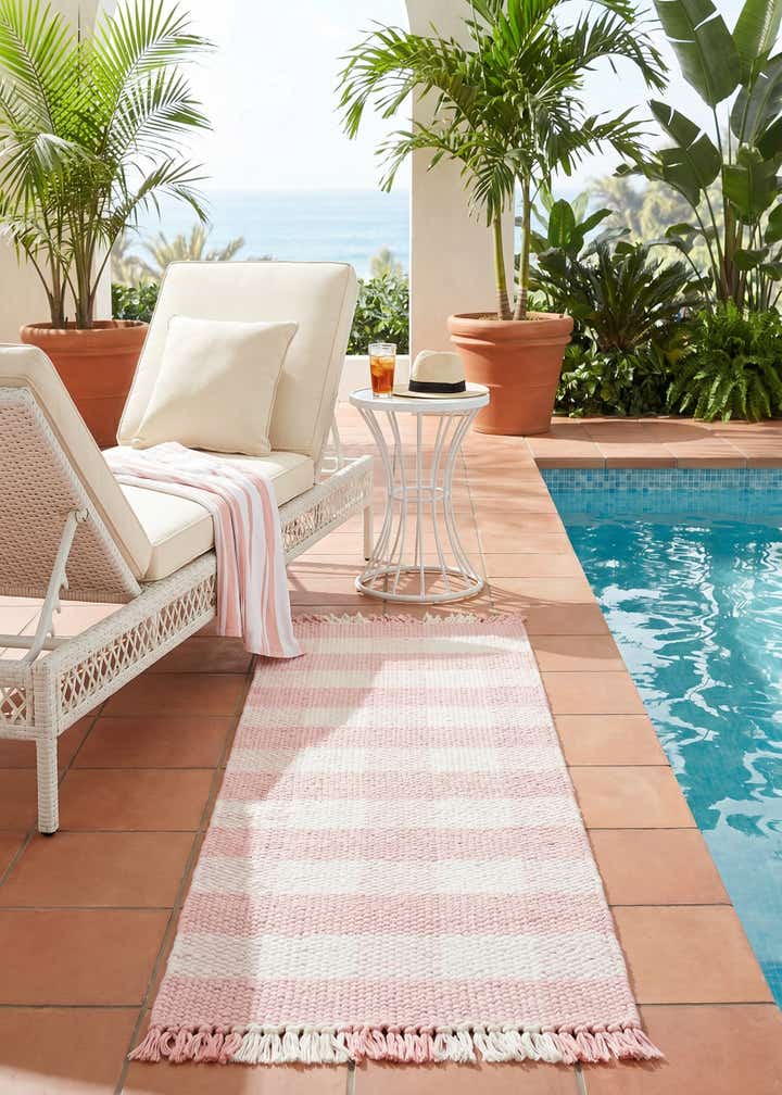 2' x 6' Easy-Clean Eco Plaid Washable Indoor / Outdoor Runner Rug
