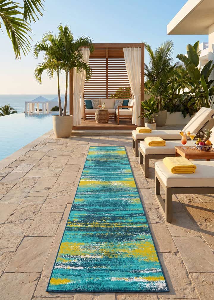 2' 7 x 12' Easy-Clean Coastal Indoor / Outdoor Runner Rug