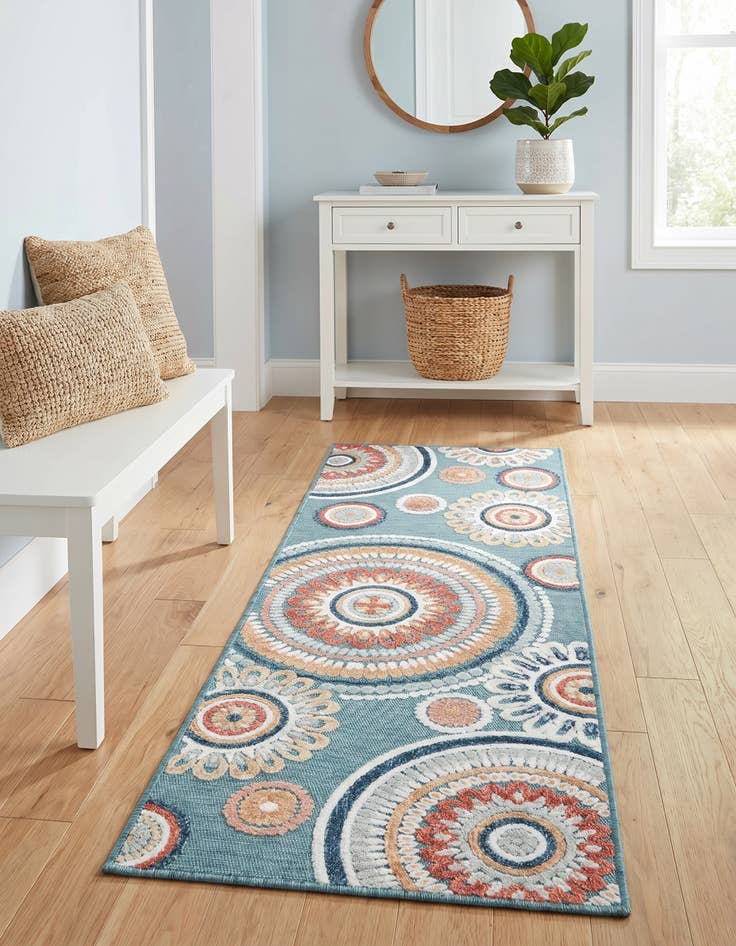 Detail image of 2' 2 x 6' Easy-Clean Botanical Indoor / Outdoor Runner Rug