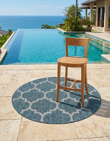 3' x 3' Easy-Clean Trellis Indoor / Outdoor Round Rug