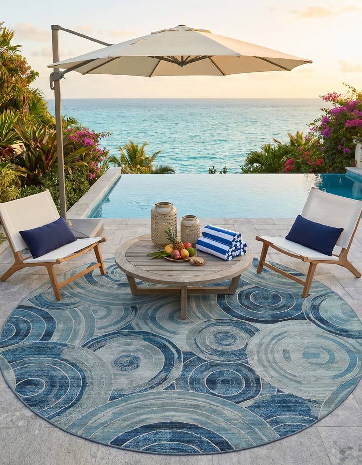 Detail image of 8' x 8' Easy-Clean Modern Indoor / Outdoor Round Rug